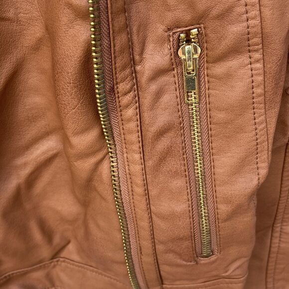 Lane Bryant 14/16 Faux Leather Moto Jacket Carmel Brown - Picture 4 of 6